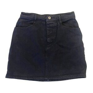 J. Galt button fly black denim 100% cotton jean skirt Small pockets